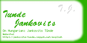 tunde jankovits business card